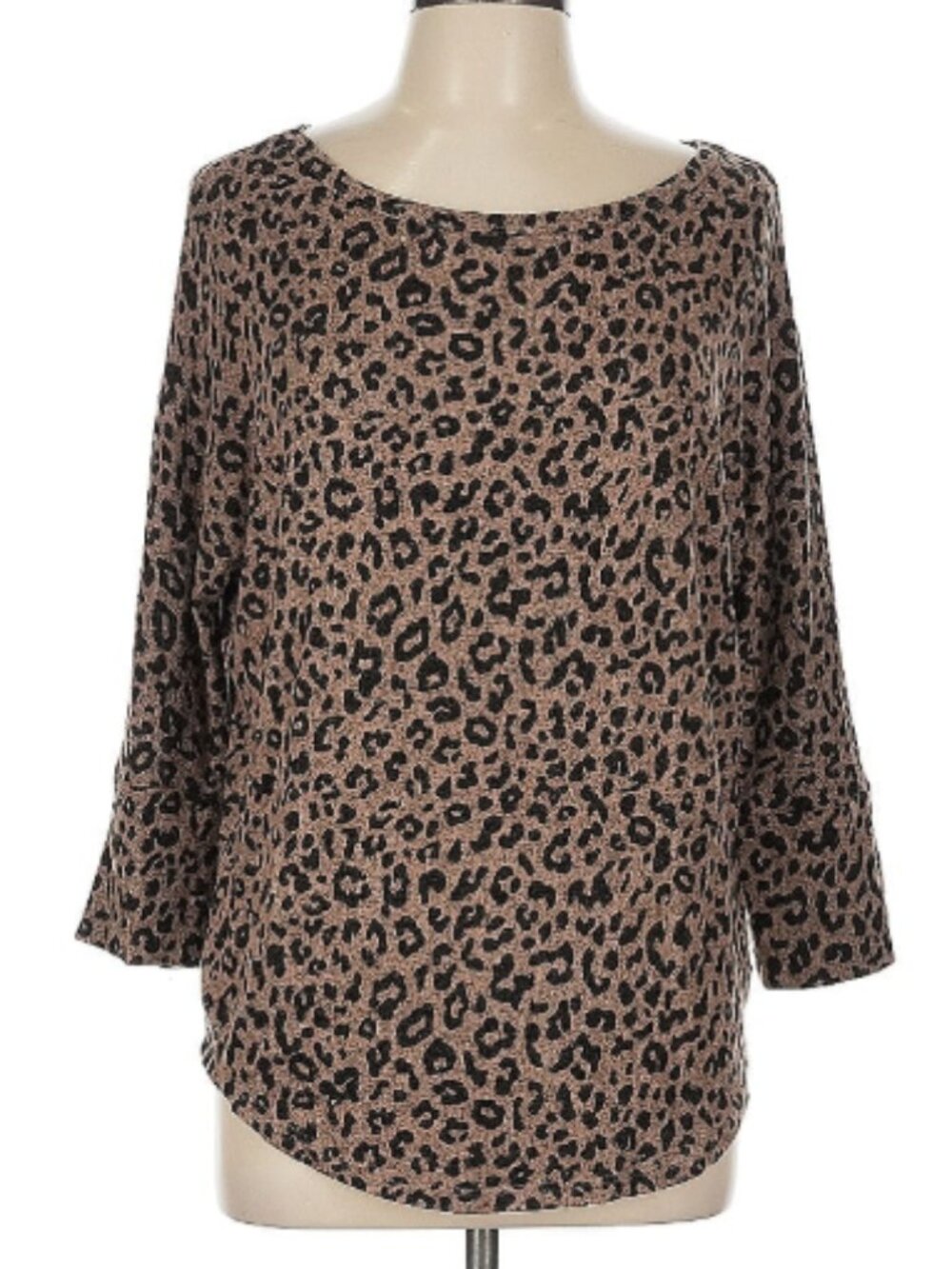 Market & Spruce Animal Print Lightweight 3/4 Sleeve Sweater Size Large